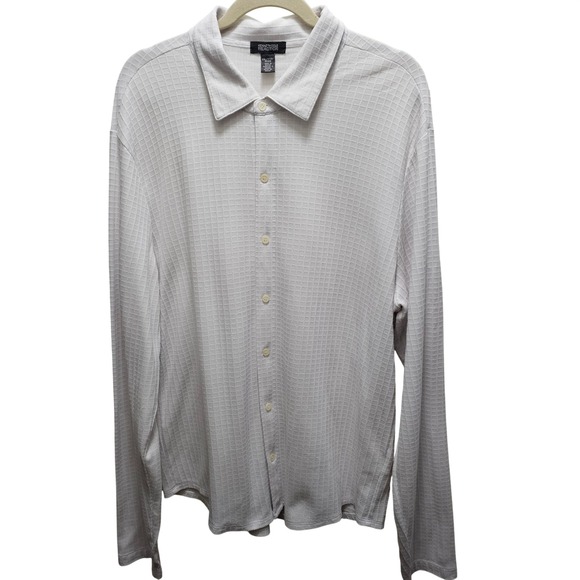 Kenneth Cole Reaction Other - Kenneth Cole Reaction Mens White Waffle Knit Button Front Shirt XXL Long Sleeve